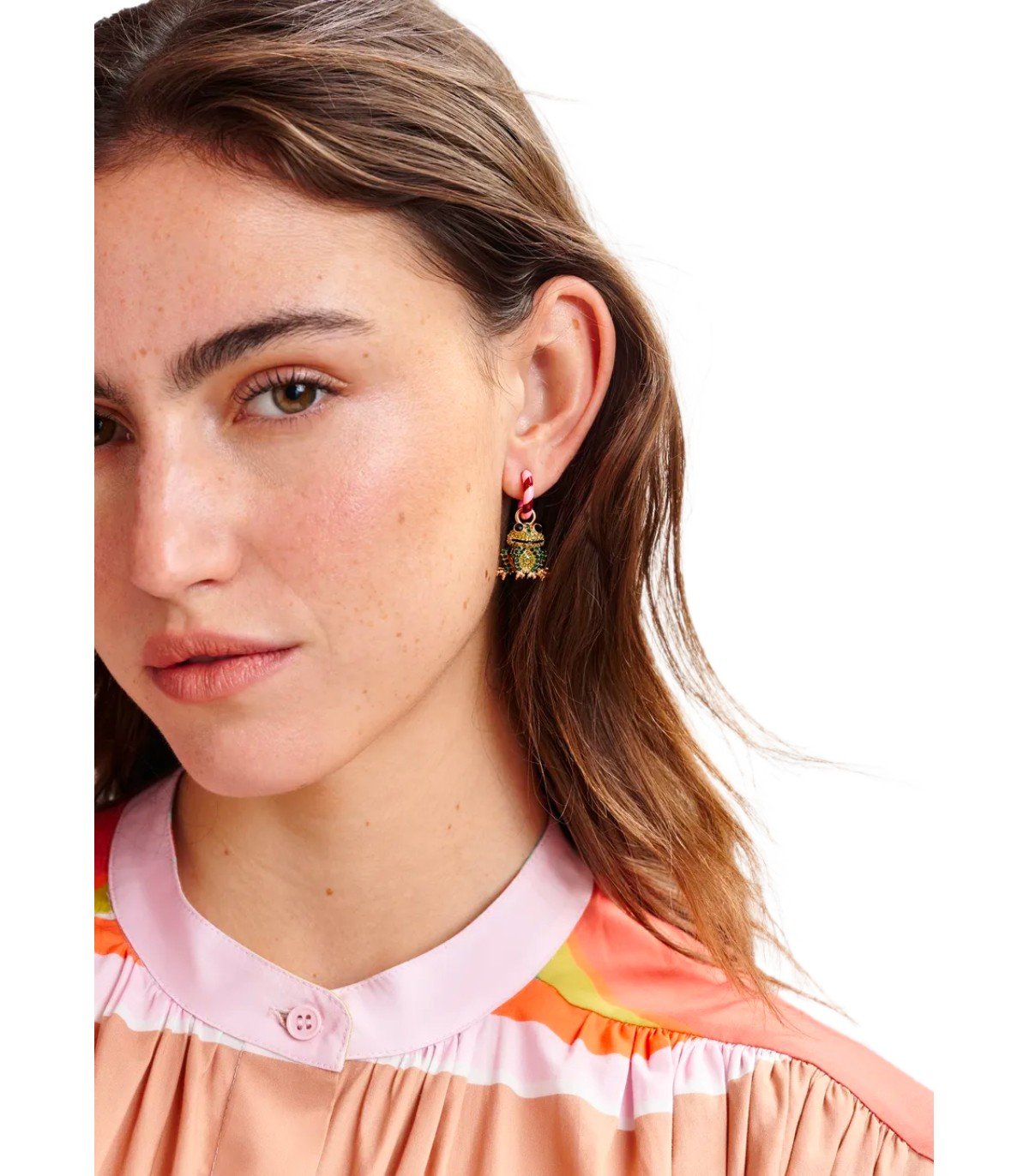 ESSENTIEL ANTWERP HORRY PINK AND BURGUNDY EARRINGS