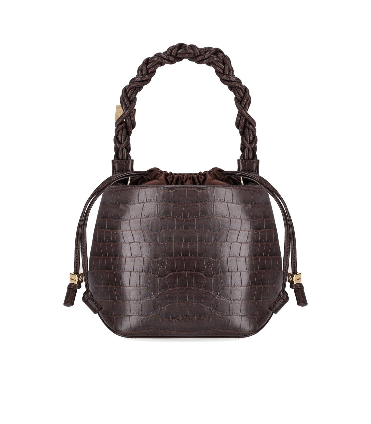 GANNI BOU BROWN BUCKET BAG