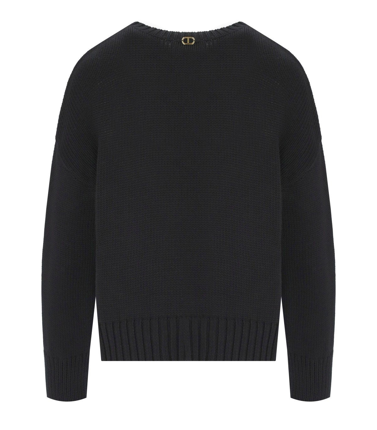 MAGLIONE GIROCOLLO CON RICAMO NERO TWINSET