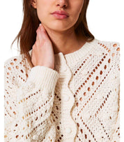 TWINSET LIGHT NATURAL CROPPED CARDIGAN