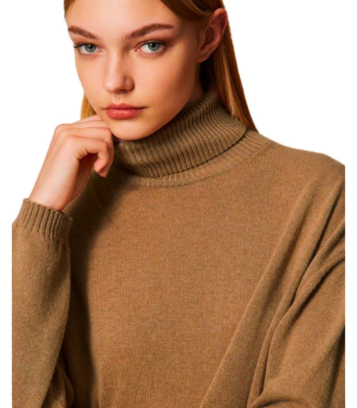 TWINSET KAMEL PULLOVER MIT HOHEM KRAGEN