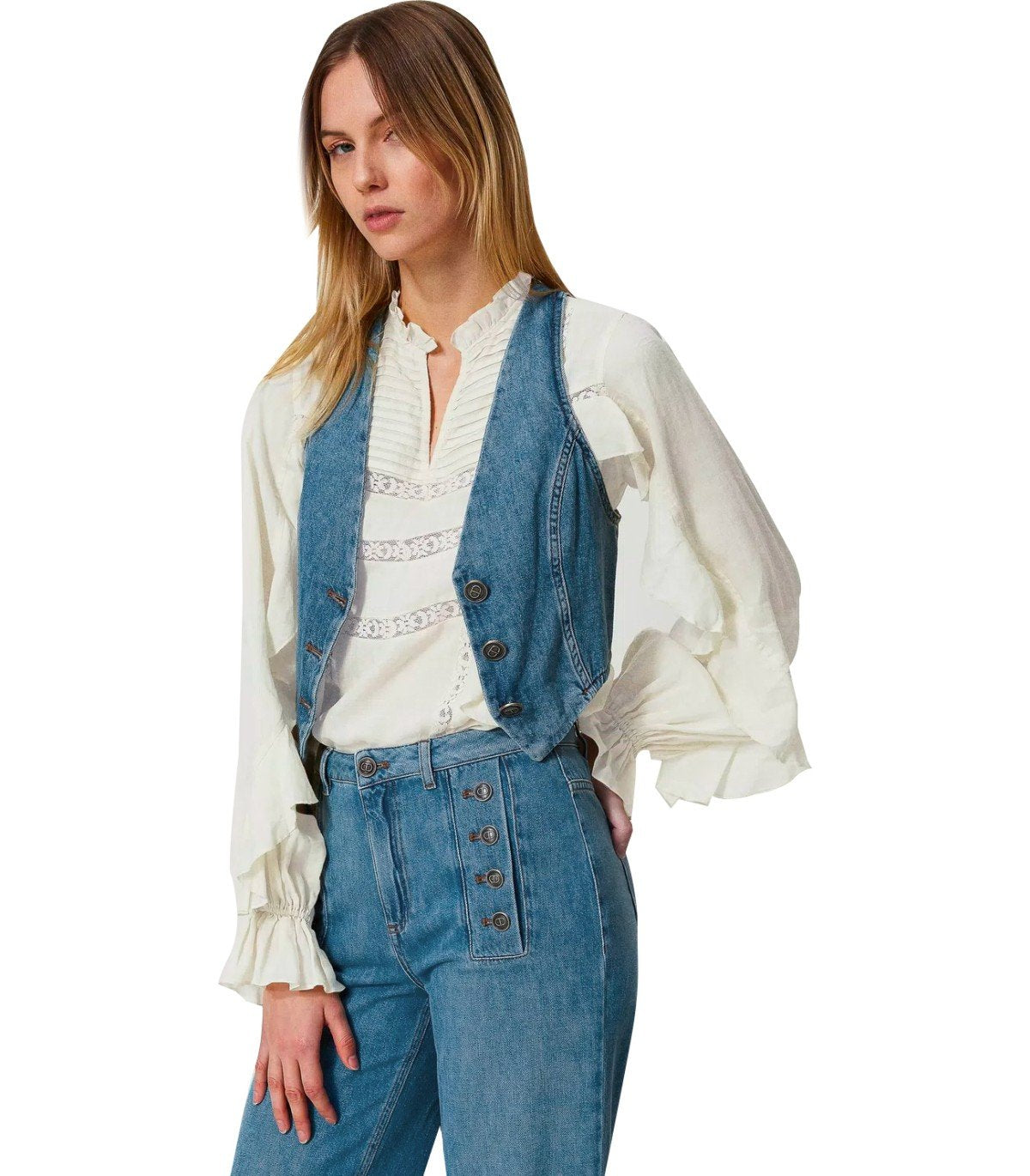 GILET IN DENIM BLU MEDIO TWINSET