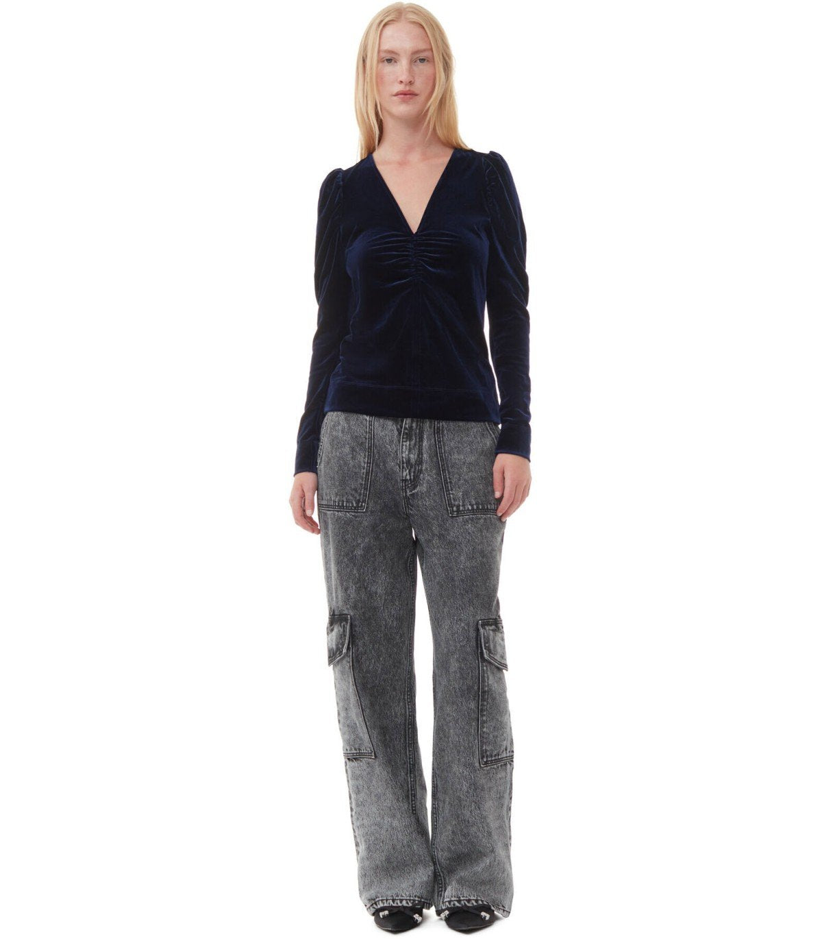 GANNI BLUE VELVET TOP