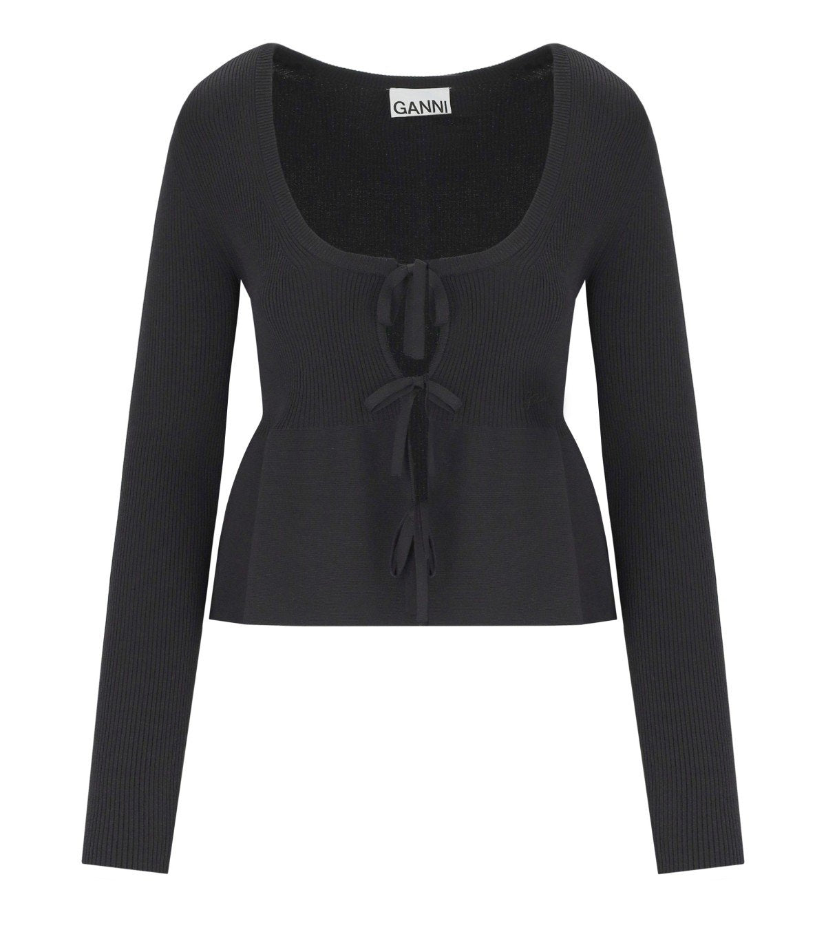 GANNI BLACK CARDIGAN WITH LACES