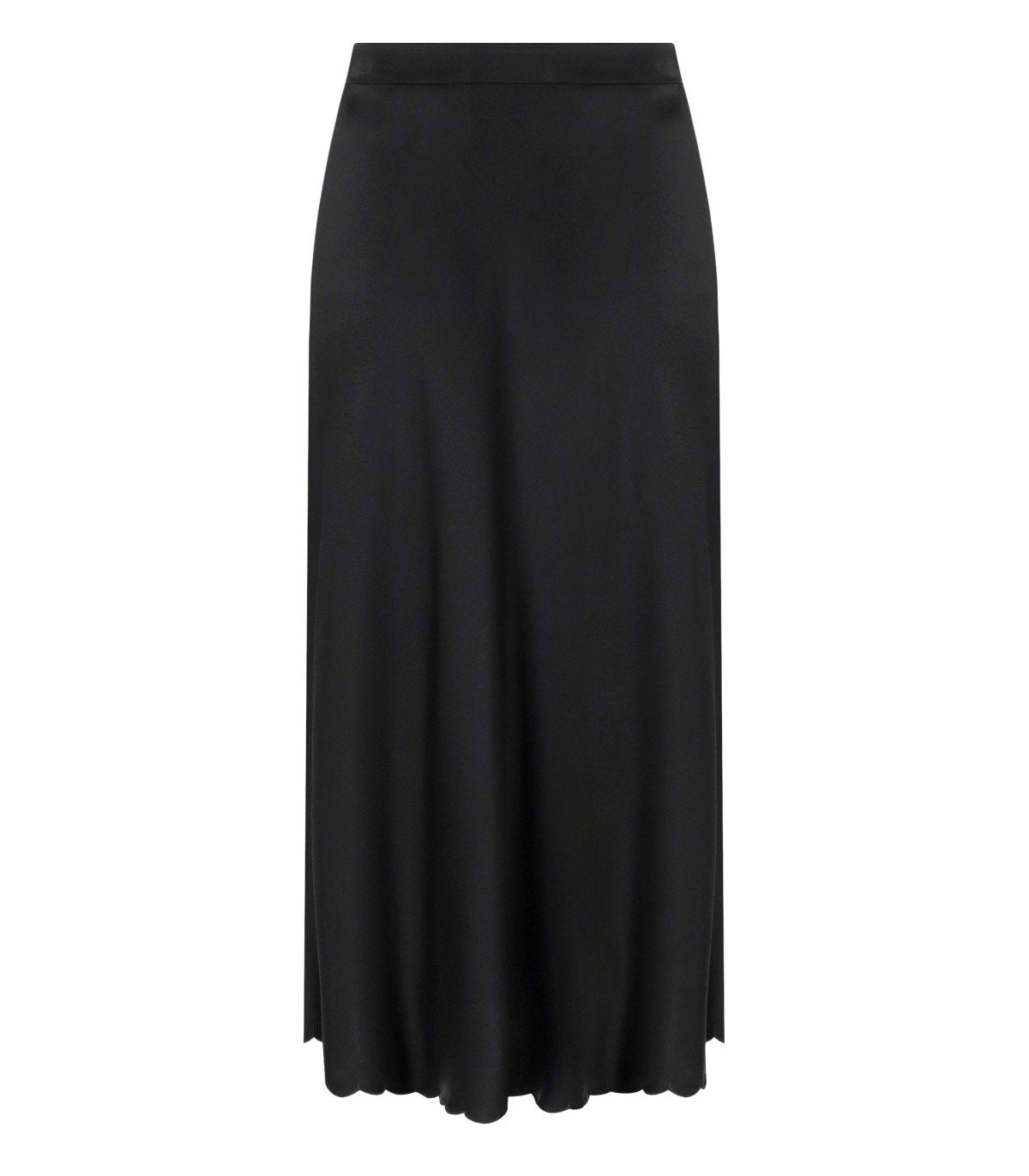 ELISABETTA FRANCHI BLACK SATIN MIDI SKIRT
