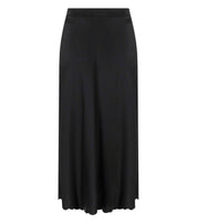 ELISABETTA FRANCHI BLACK SATIN MIDI SKIRT
