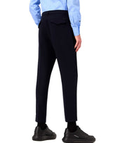 EMPORIO ARMANI NAVY BLUE VISCOSE BLEND PANTS