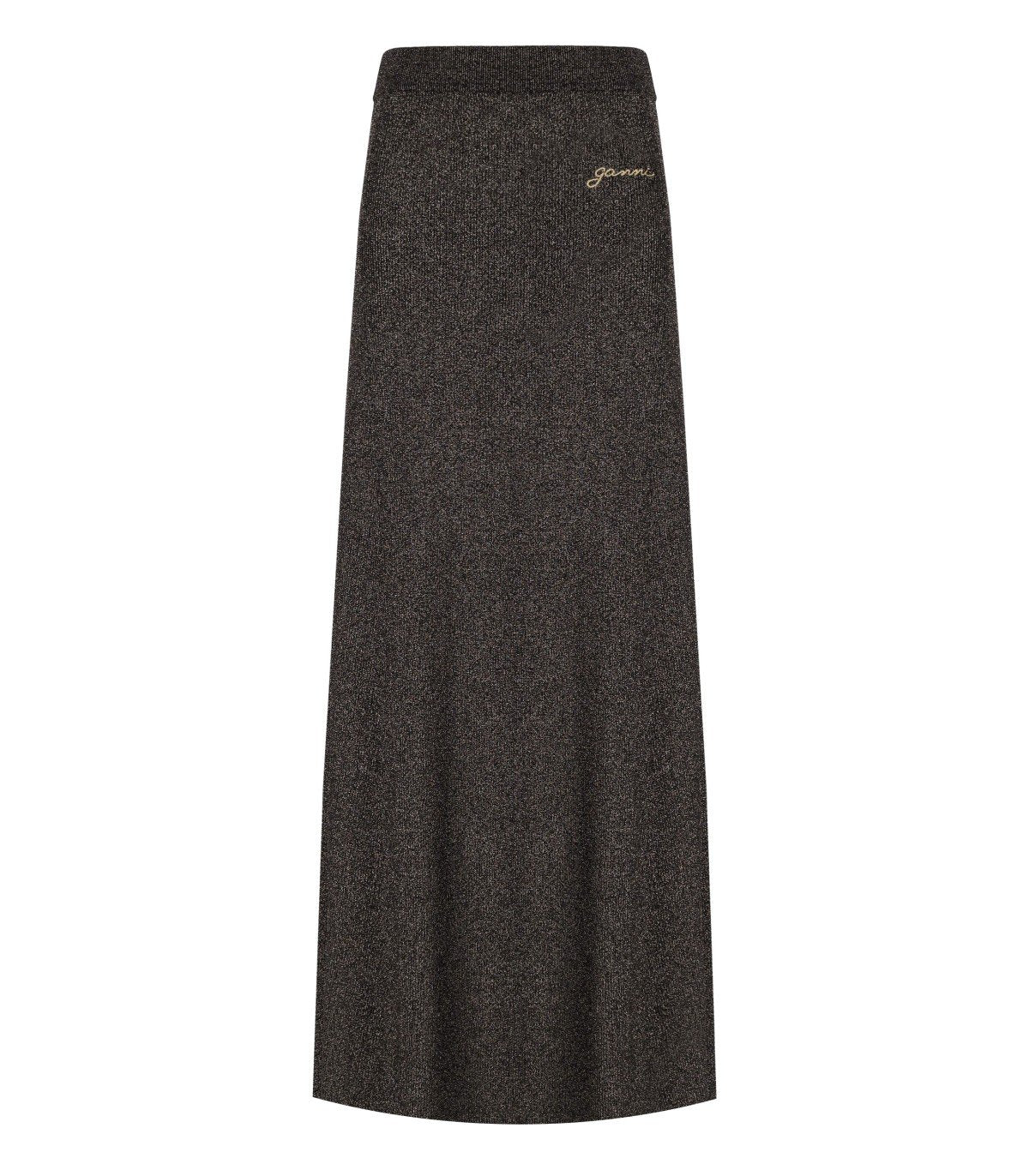 GANNI SILVER SKIRT WITH LOGO