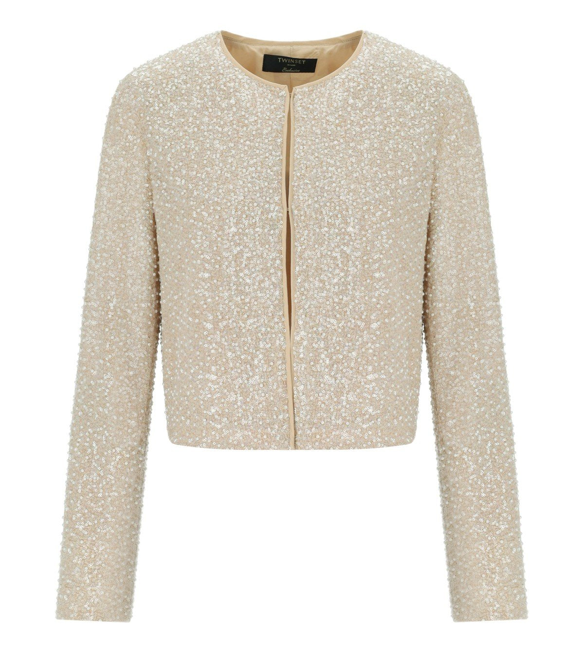 GIACCA CROPPED CON PAILLETTES BEIGE TWINSET
