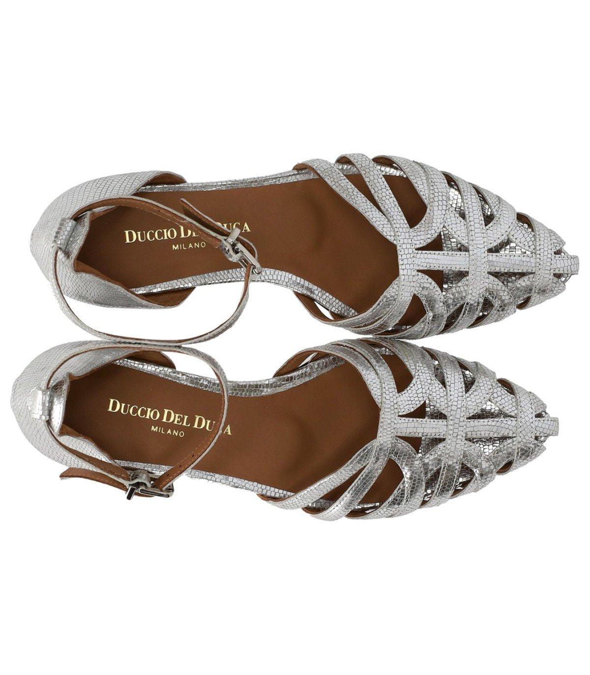DUCCIO DEL DUCA SILVER FLAT SANDAL