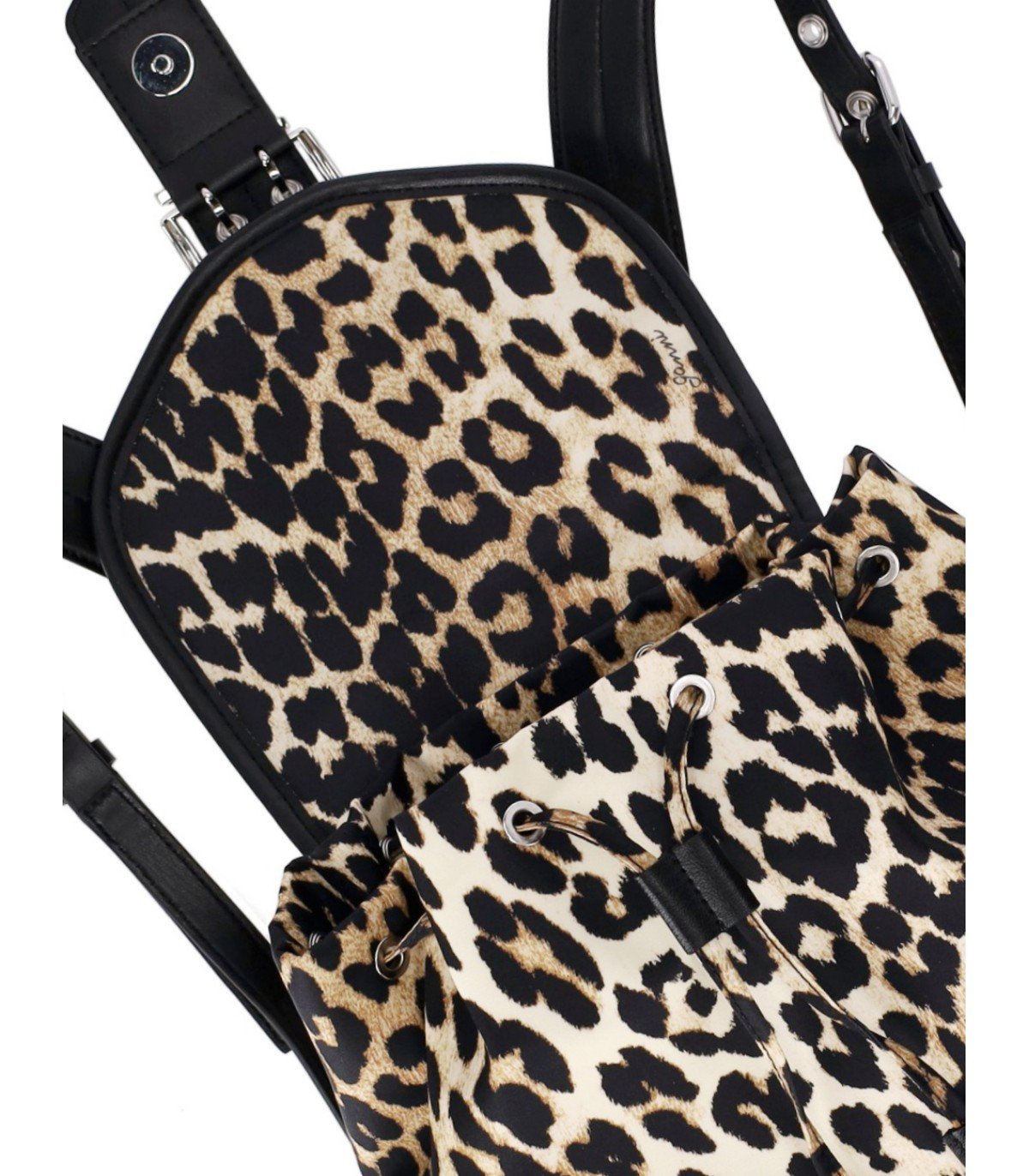 GANNI BUCKY ANIMALIER SMALL BACKPACK
