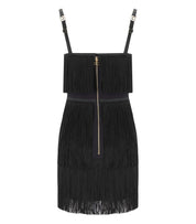 ELISABETTA FRANCHI BLACK FRINGED DRESS