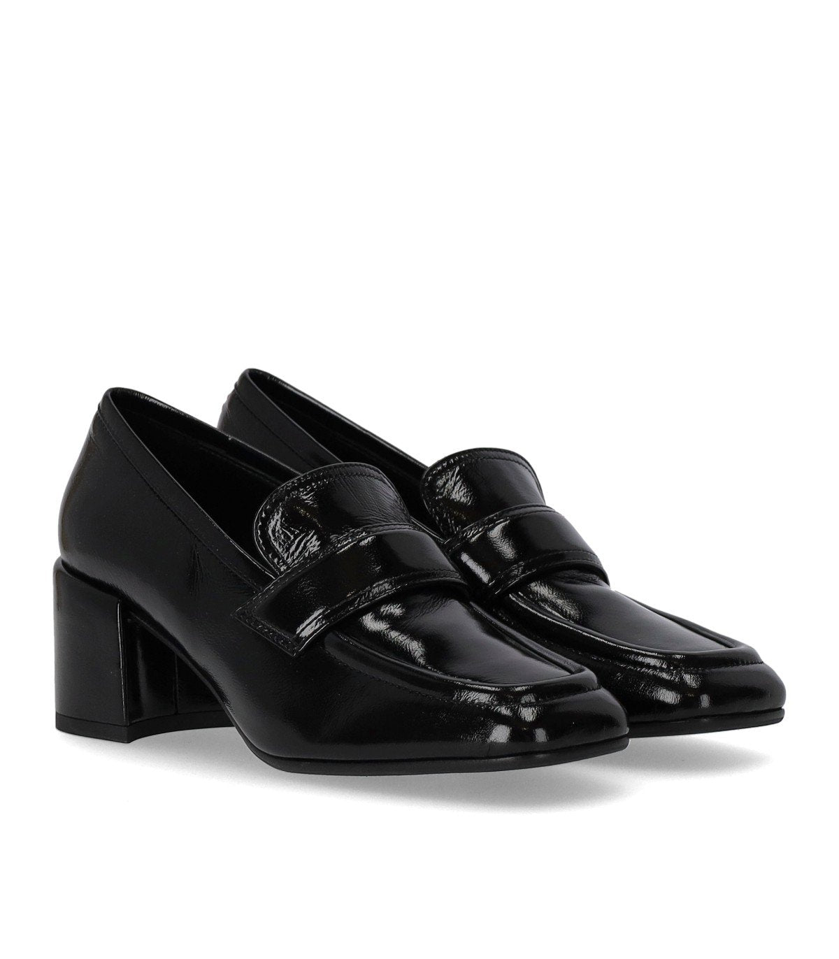 HALMANERA GLAZE BLACK HEELED LOAFER