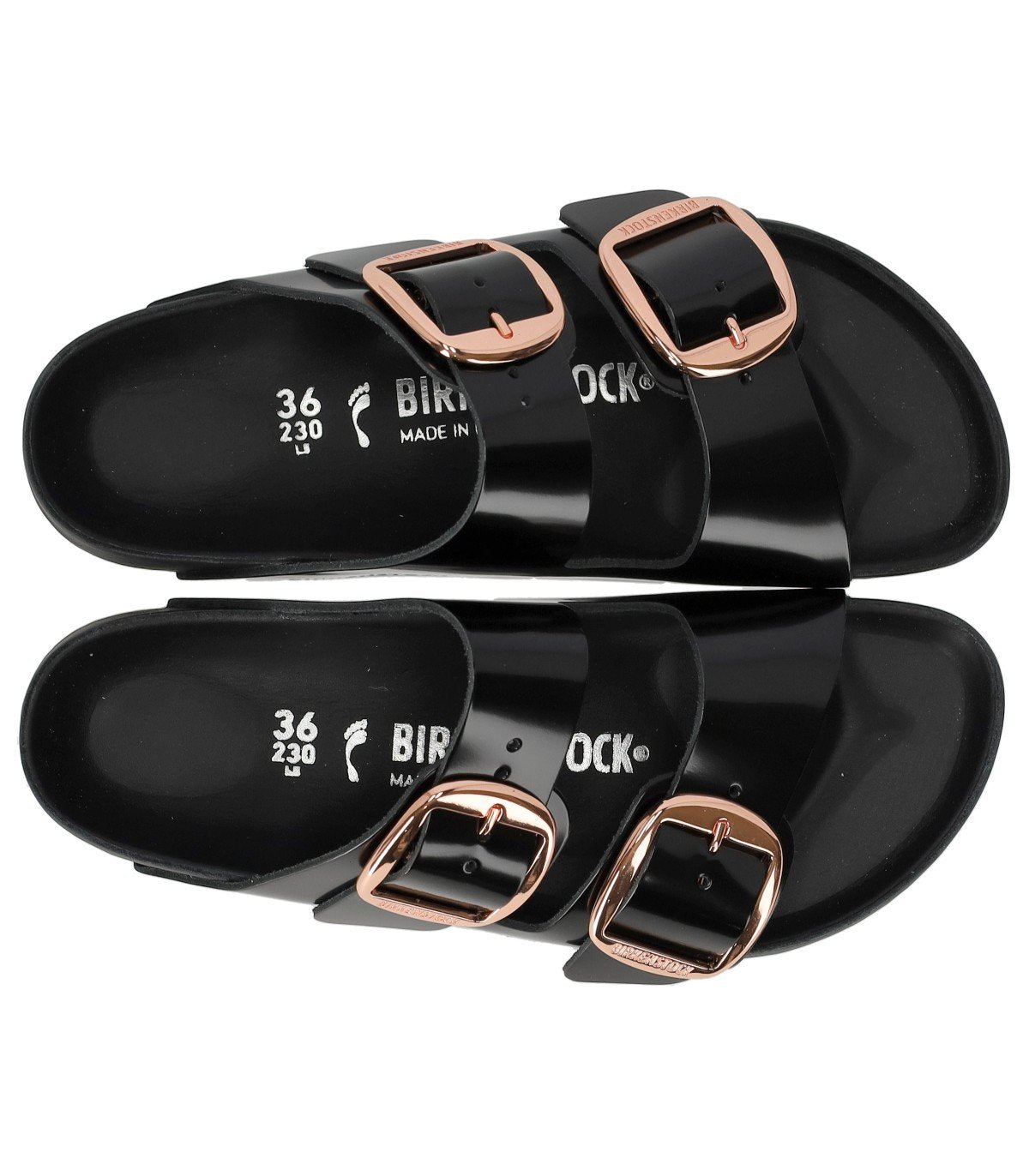 BIRKENSTOCK ARIZONA BIG BUCKLE HIGH SHINE BLACK SANDAL