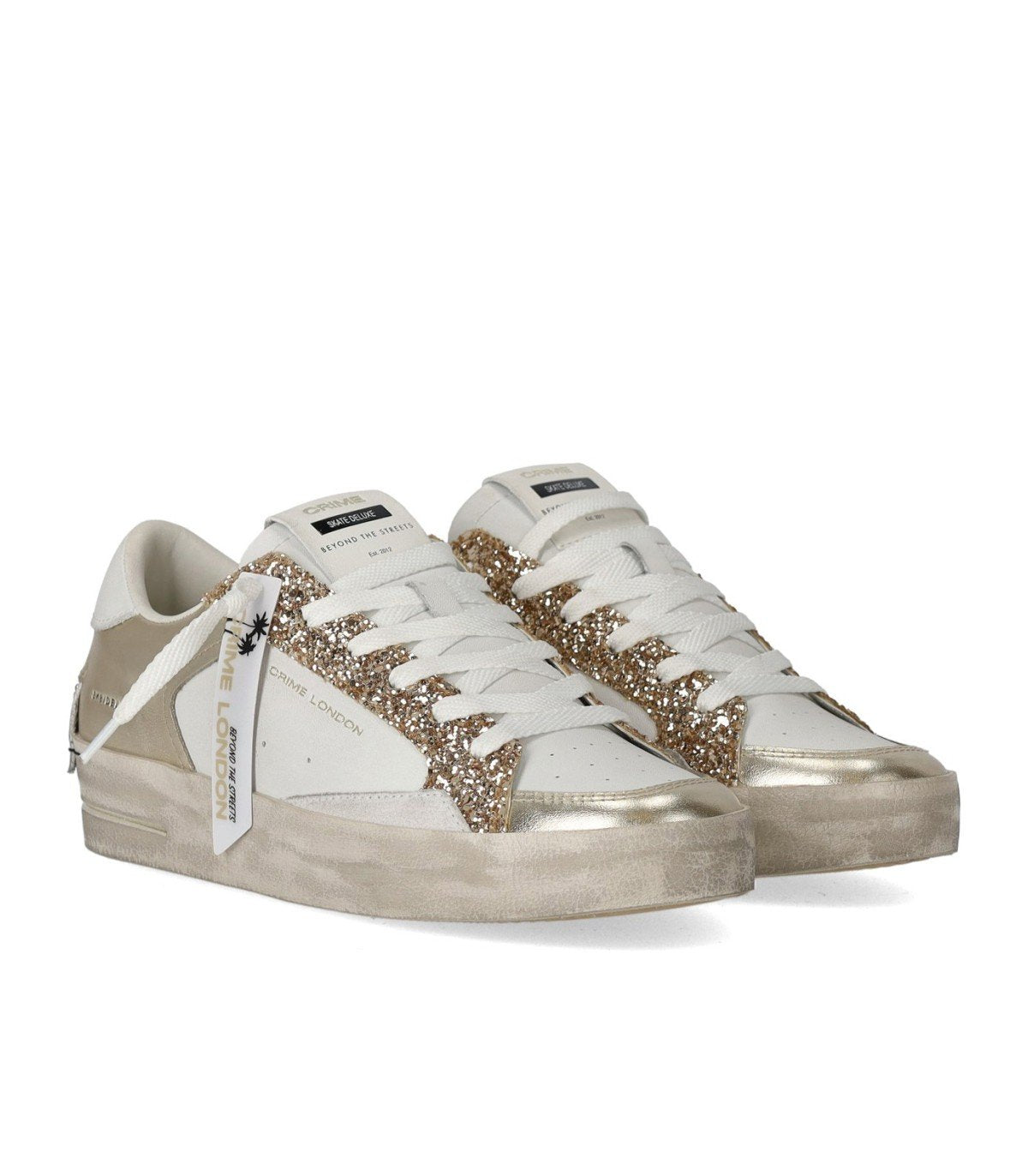 CRIME LONDON SK8 DELUXE PLATINUM GLAM SNEAKER