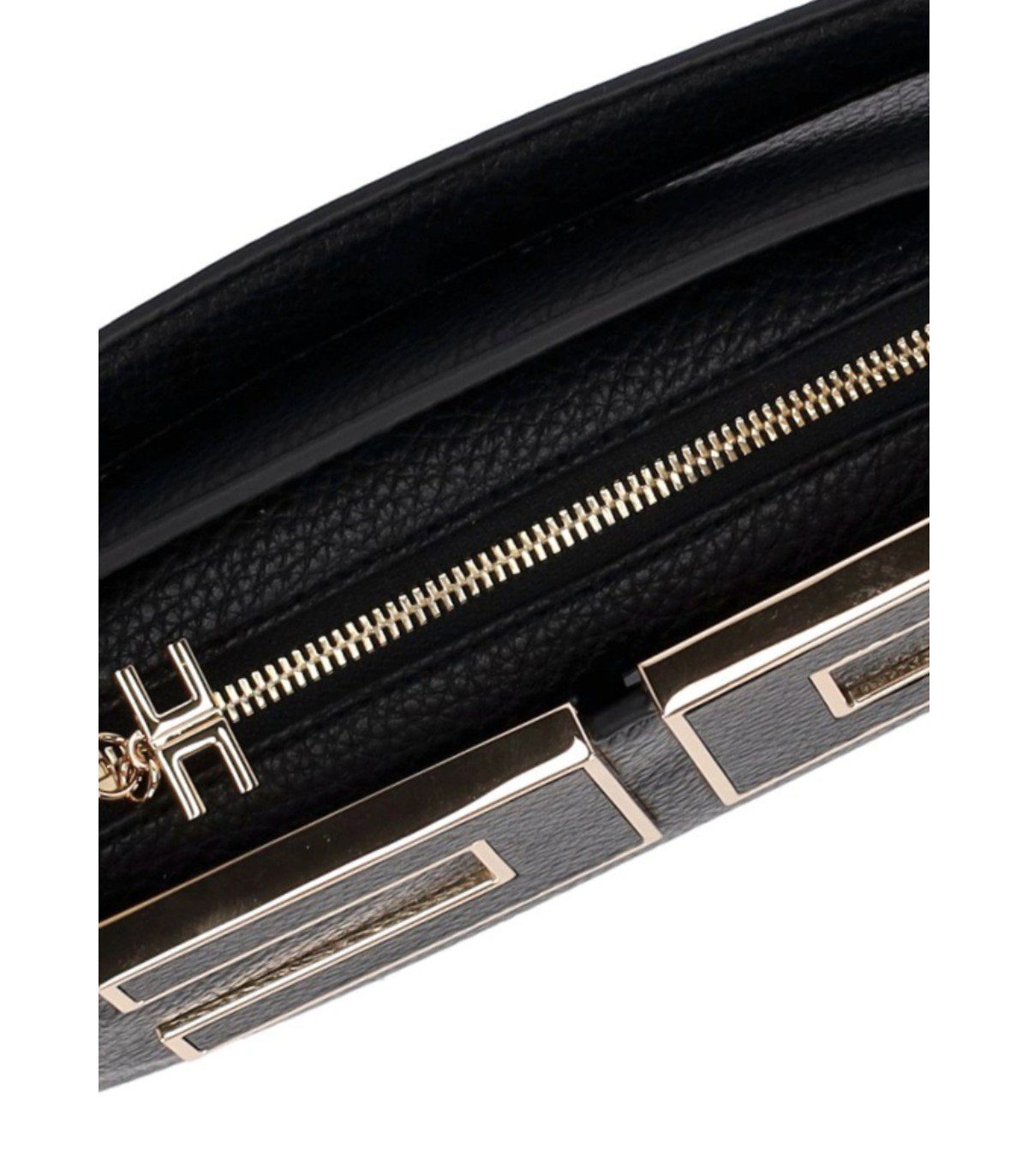 BORSA A MANO NERA CON MAXI LOGO ELISABETTA FRANCHI