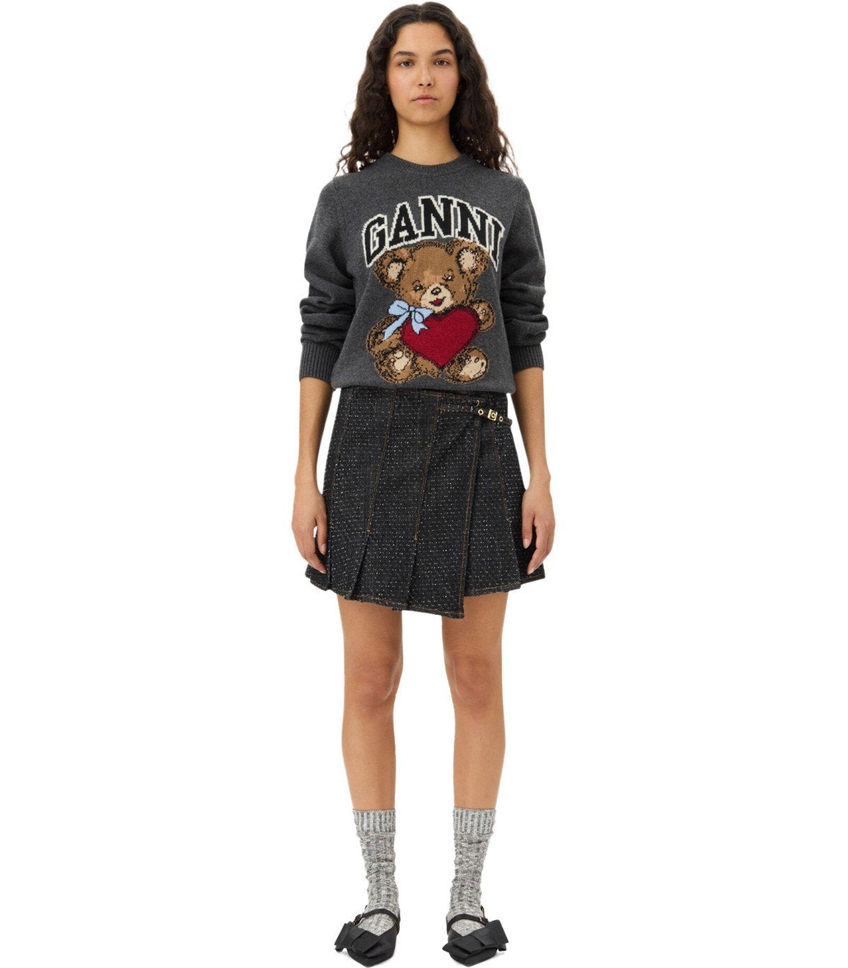 MAGLIONE GIROCOLLO BEAR GRIGIO GANNI