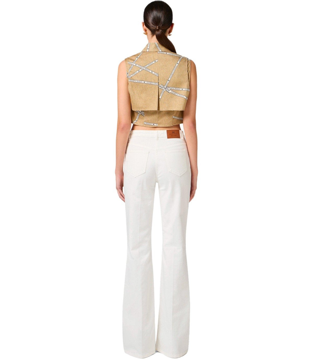 ELISABETTA FRANCHI IVORY COTTON JEANS