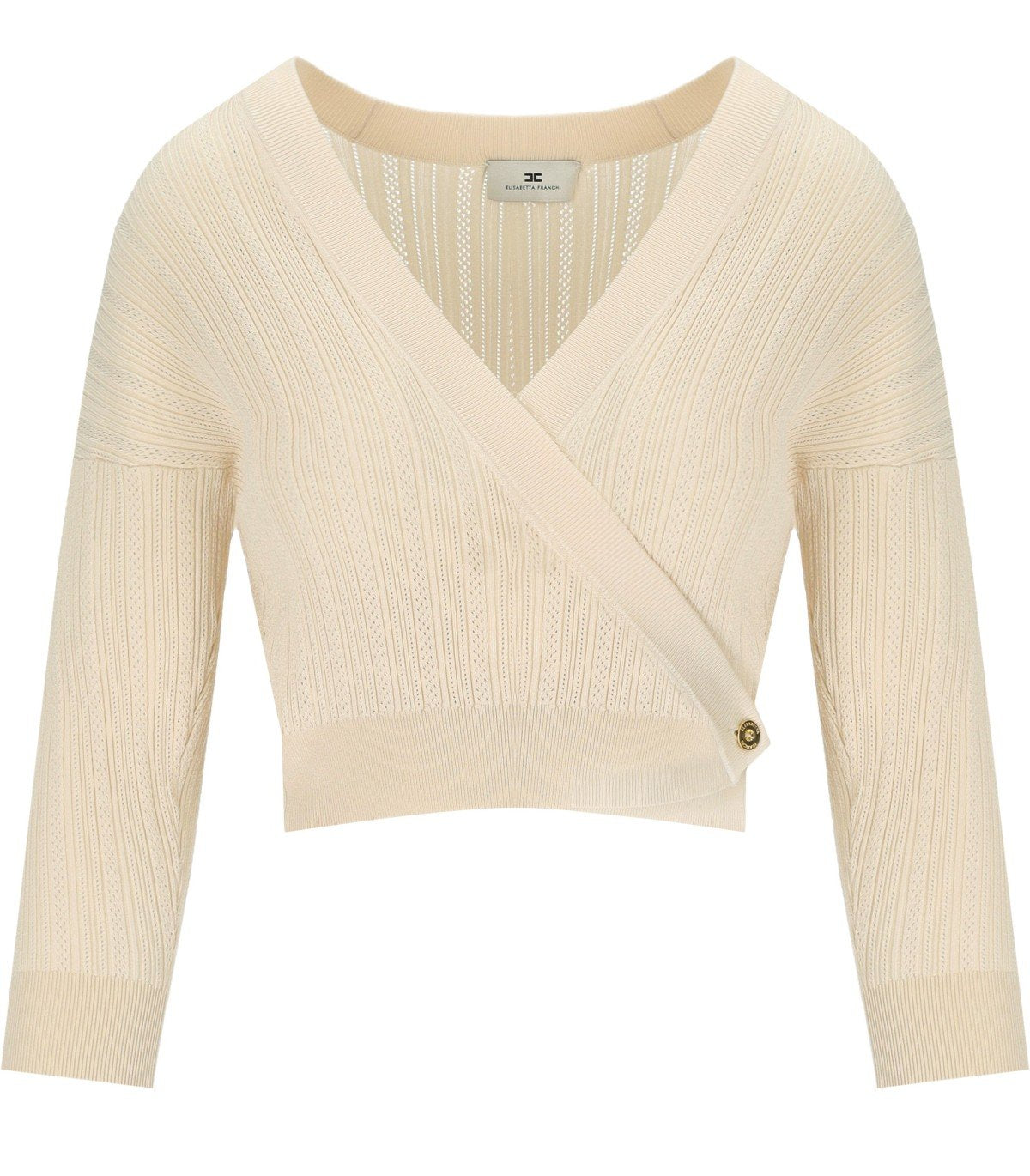 TOP IN MAGLIA CON SCOLLO A V BURRO ELISABETTA FRANCHI