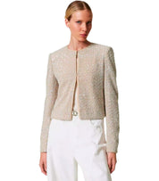 GIACCA CROPPED CON PAILLETTES BEIGE TWINSET