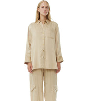 GANNI BEIGE SATIN SHIRT