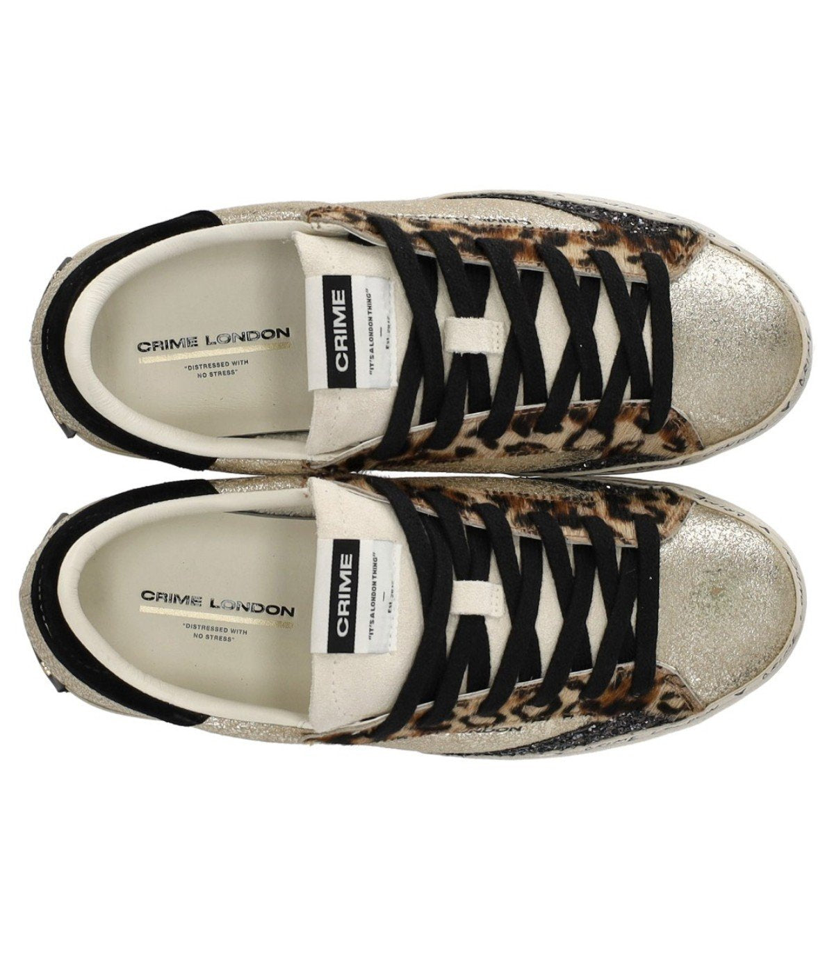 CRIME LONDON DISTRESSED PLATFORM GOLD SNEAKER