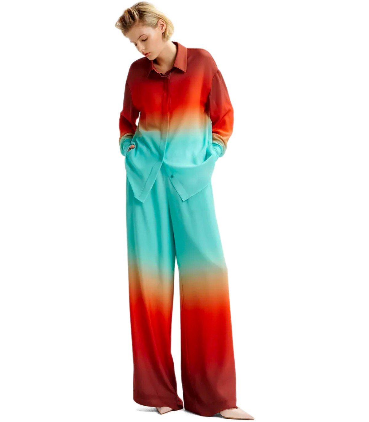 ESSENTIEL ANTWERP HEDEN TIE DYE ORANGE SHIRT