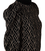 ELISABETTA FRANCHI BLACK AND GOLD MONOGRAM KNITTED DRESS