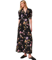 TWINSET SCHWARZ LANGES KLEID MIT BLUMEN