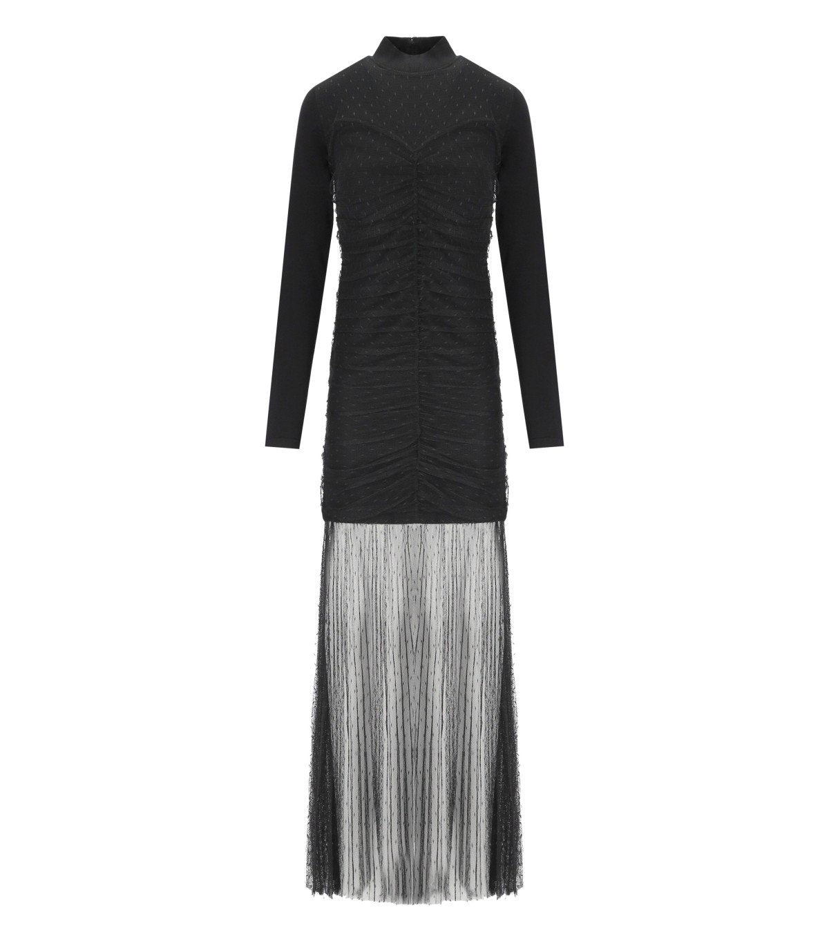 TWINSET BLACK PLUMETIS LONG DRESS