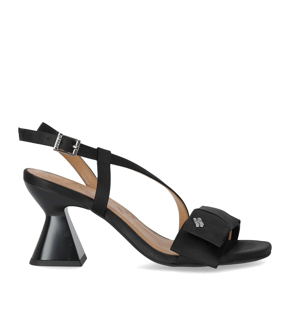 GANNI SATIN BLACK HEELED SANDAL