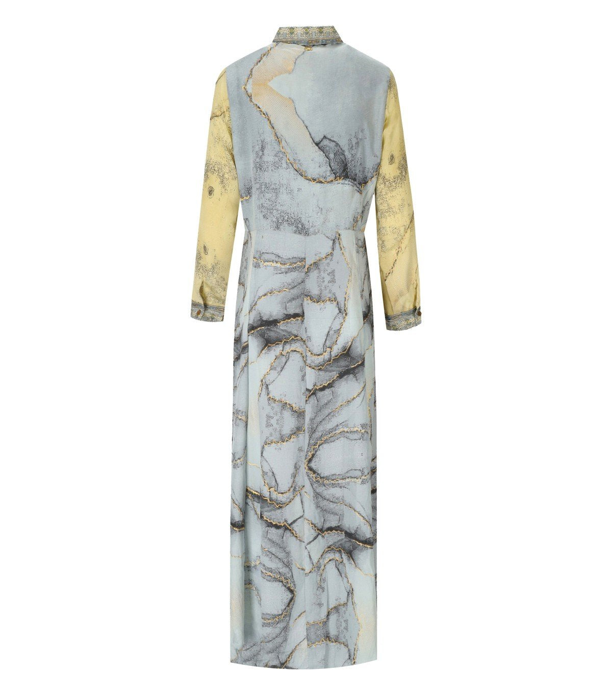 PAHESIA FORMENTERA LIGHT BLUE AND YELLOW LONG SHIRT DRESS