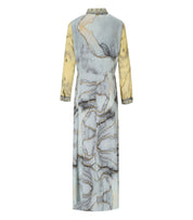 PAHESIA FORMENTERA LIGHT BLUE AND YELLOW LONG SHIRT DRESS