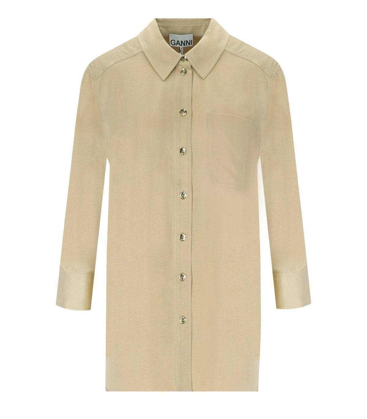 GANNI BEIGE SATIN SHIRT