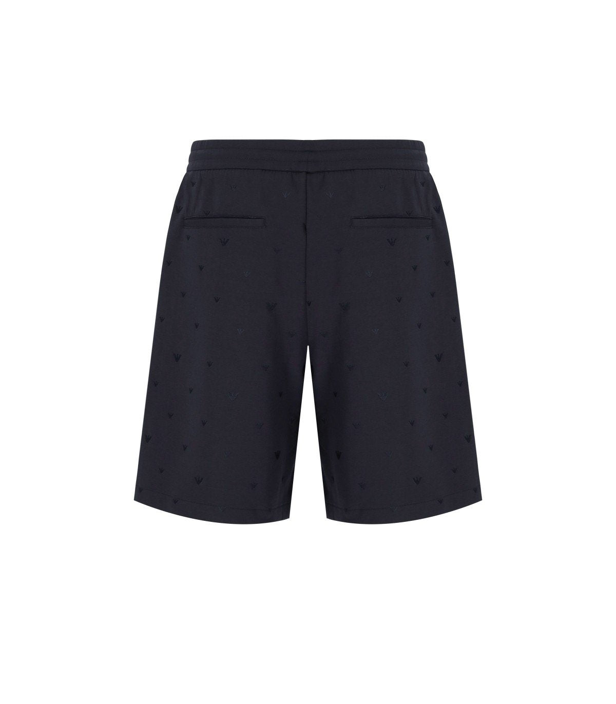 EMPORIO ARMANI NAVY BLUE MONOGRAM BERMUDA SHORTS