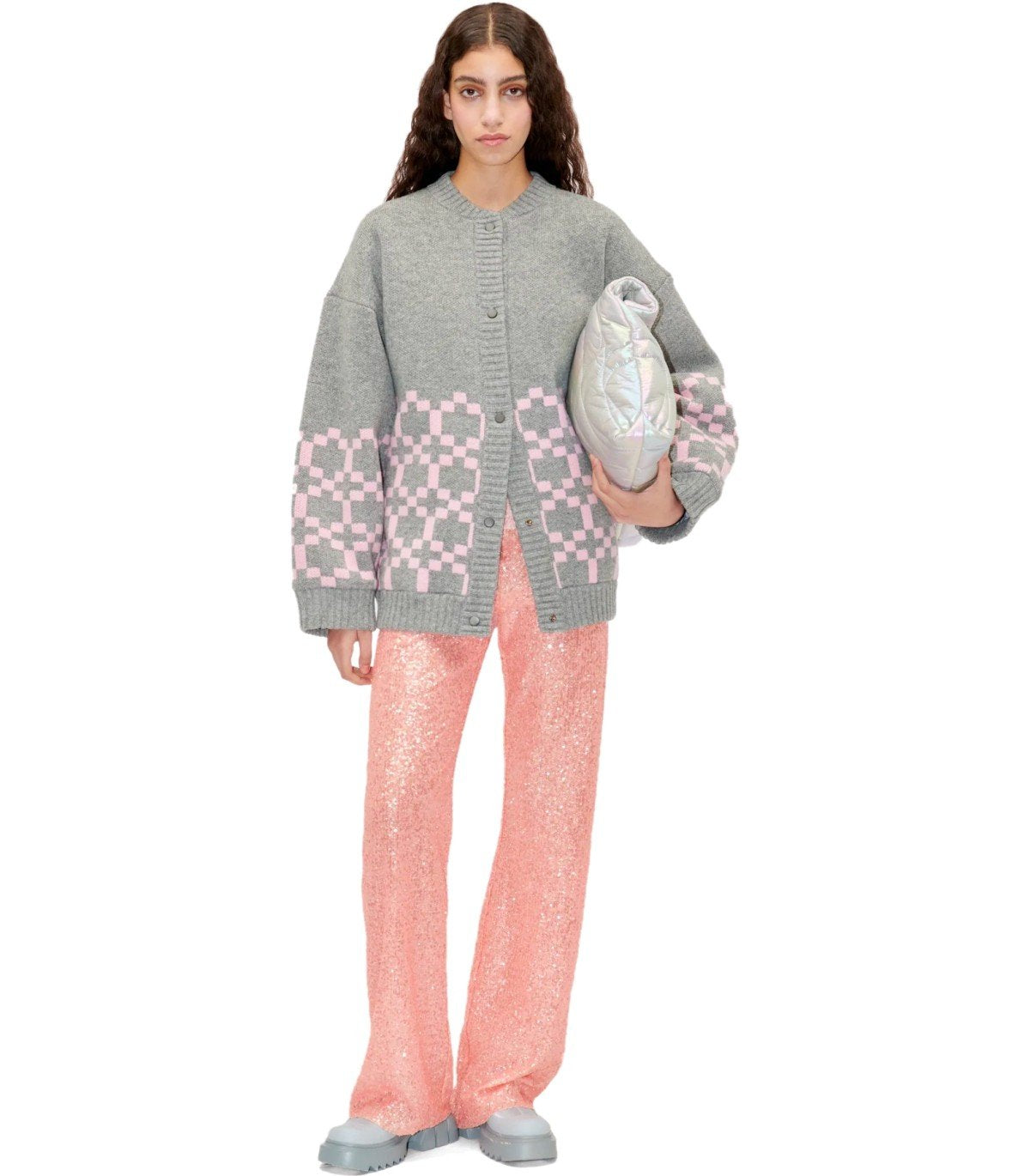 STINE GOYA TINO GREY AND PINK BOMBER JACKET