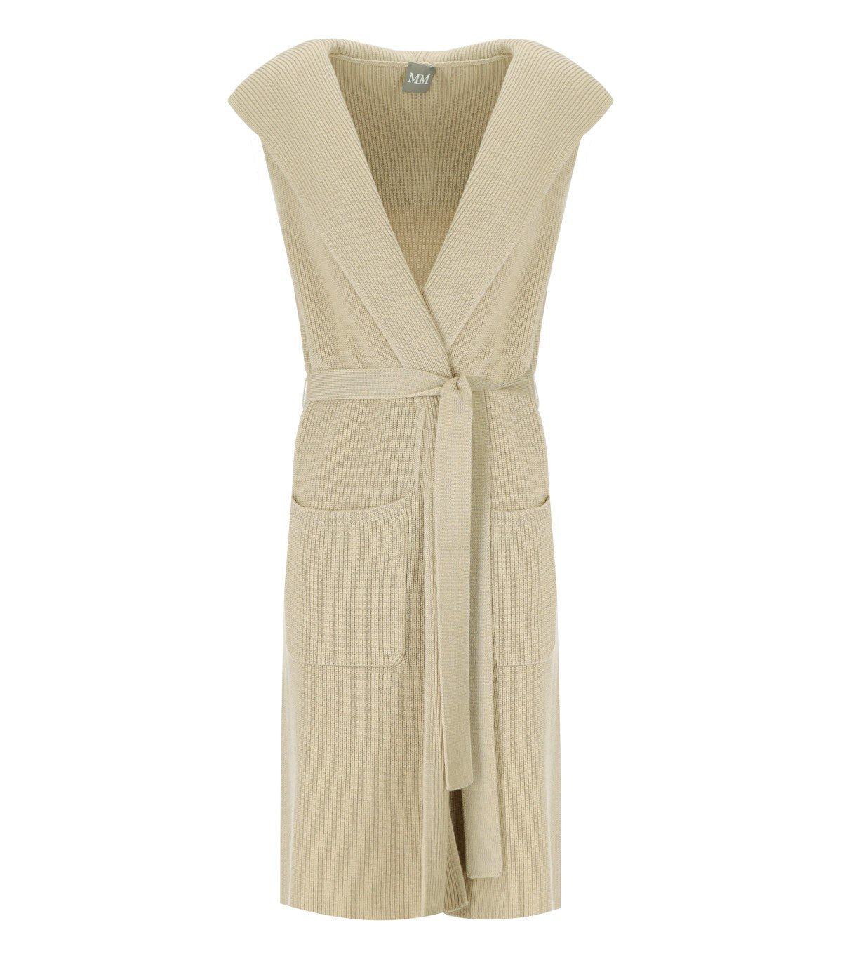 MM MAX MARA BADESSE CREAM SLEEVELESS LONG CARDIGAN