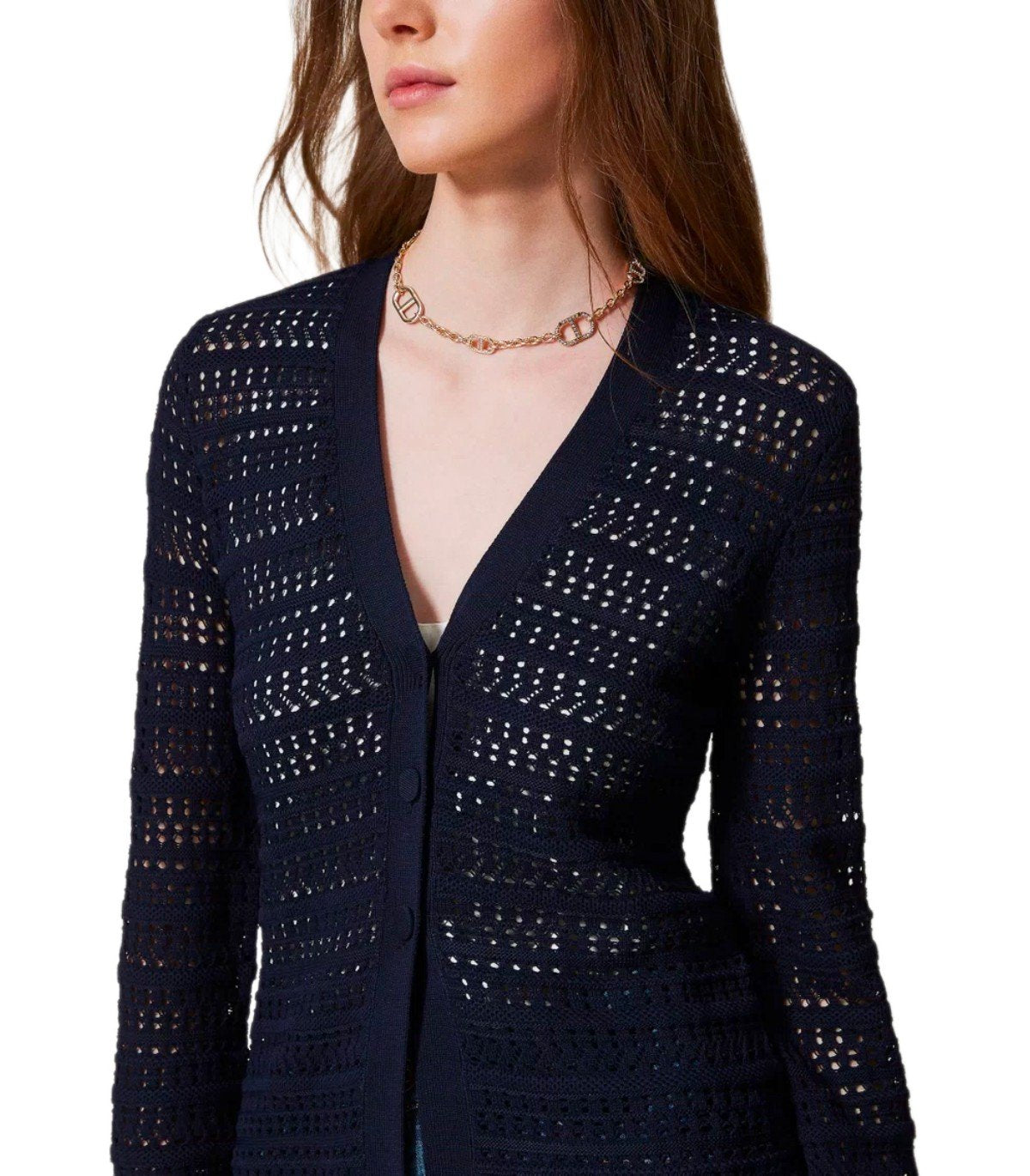 TWINSET BLUE PERFORATED CARDIGAN