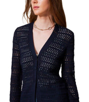 TWINSET BLUE PERFORATED CARDIGAN