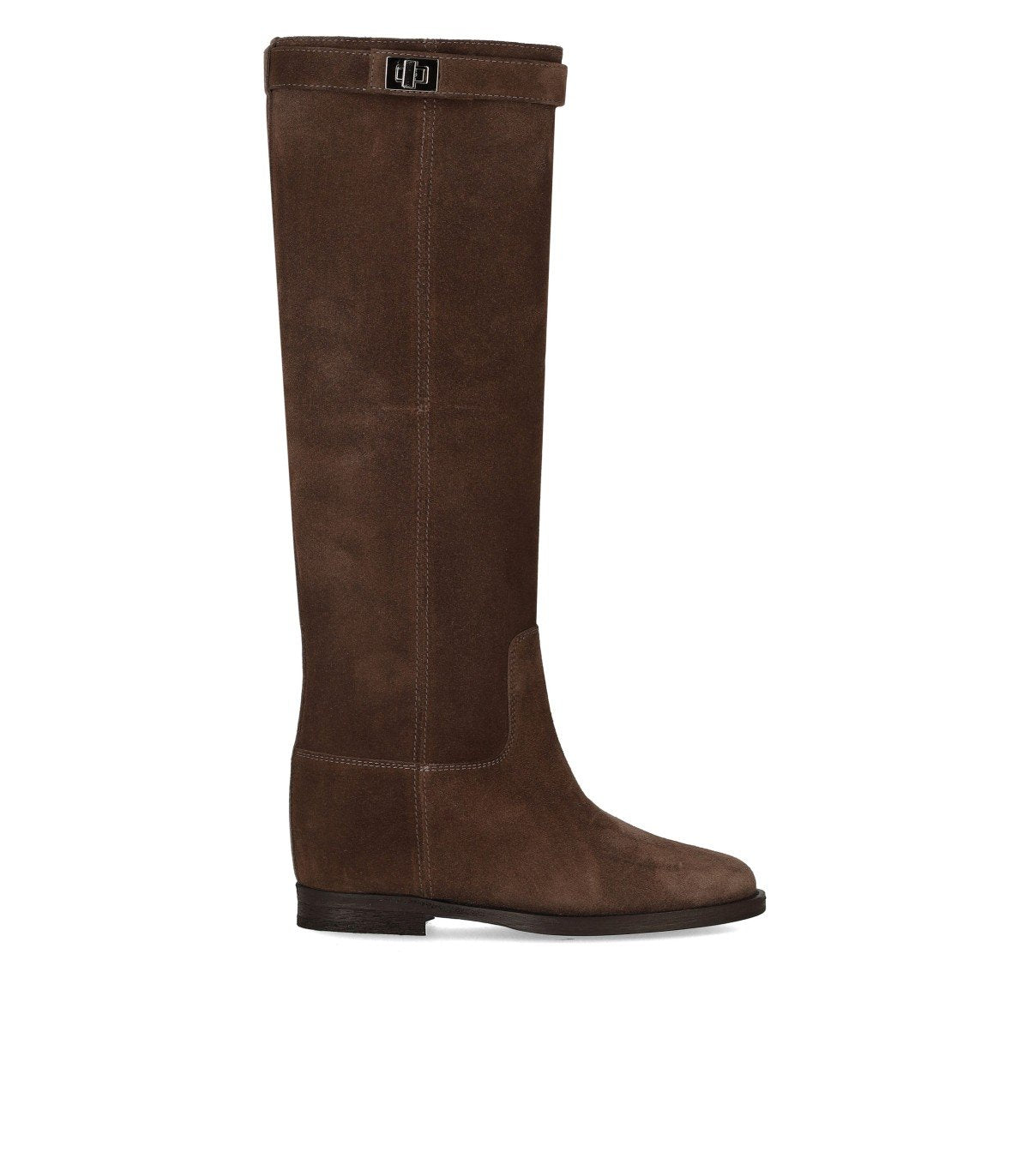 VIA ROMA 15 SANTA MONICA BROWN HIGH BOOT WITH PADLOCK