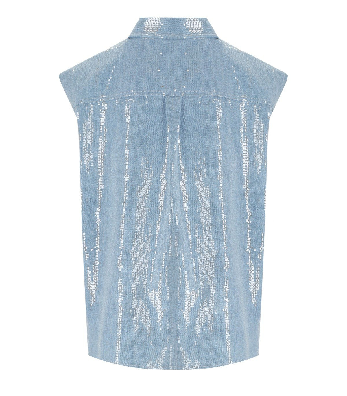 CAMICIA SMANICATA CON PAILLETTES DENIM ACQUA FEDERICA TOSI