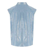 CAMICIA SMANICATA CON PAILLETTES DENIM ACQUA FEDERICA TOSI
