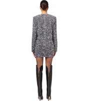 ELISABETTA FRANCHI STEEL MINI DRESS WITH SEQUINS