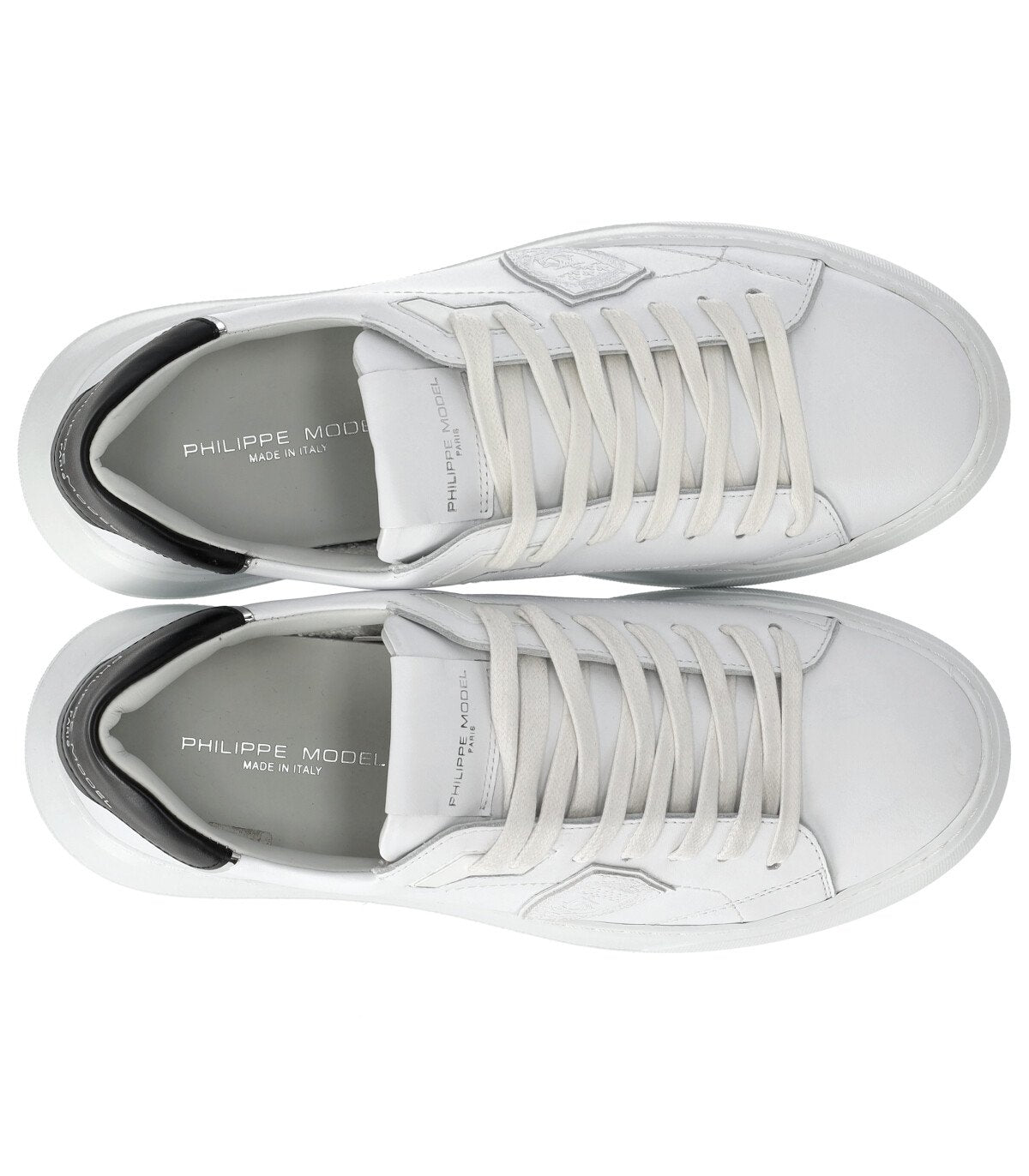 PHILIPPE MODEL TEMPLE WHITE BLACK LEATHER SNEAKER