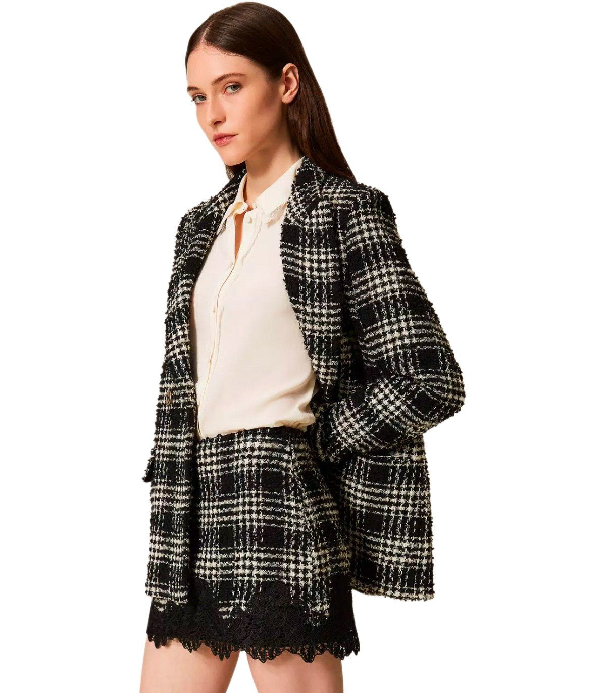 TWINSET BLACK AND WHITE CHECK SKIRT