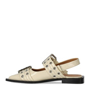 GANNI EGRET SLINGBACK BALLET FLAT SHOE WITH BUCKLES