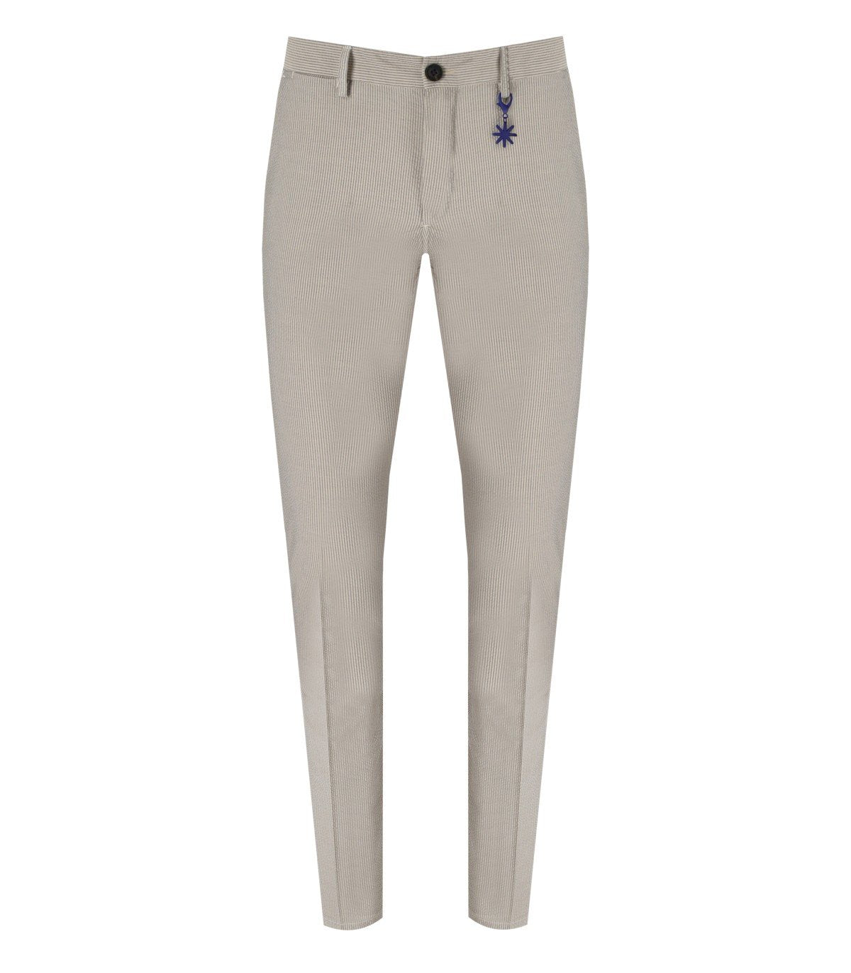 MANUEL RITZ BEIGE LIGHT BLUE STRIPED PANTS