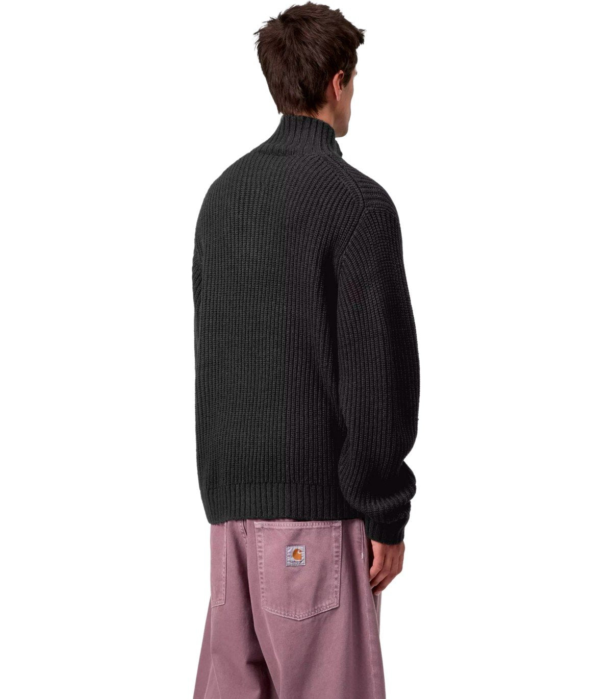 CARHARTT WIP DETROIT HALF ZIP BLACK SWEATER