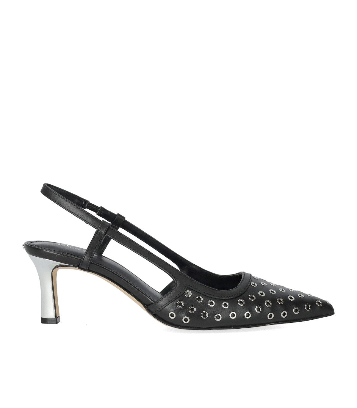 MICHAEL KORS ALORA BLACK SILVER SLINGBACK PUMP