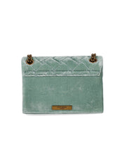 KURT GEIGER VELVET MINI KENSINGTON PALE GREEN CROSSBODY BAG